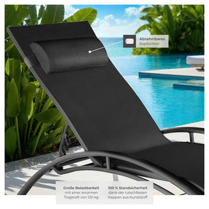 2 Gartenliegen aus Aluminium, schwarz