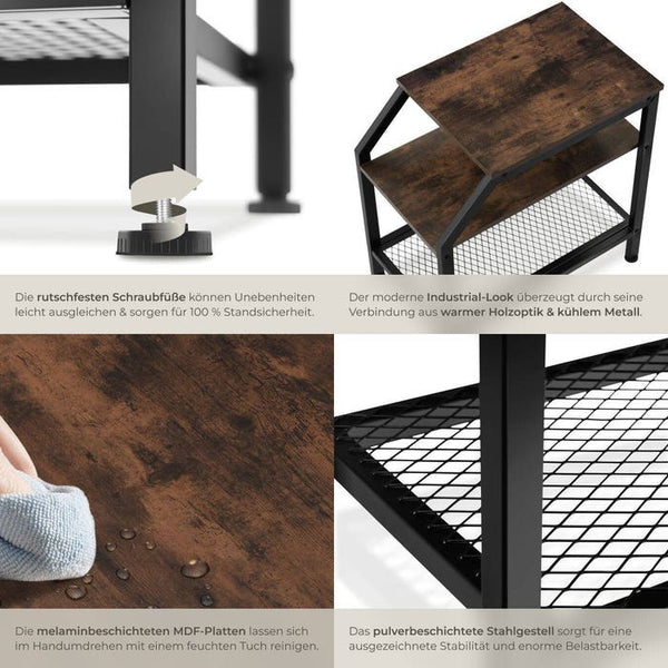 Beistelltisch Plymouth Industrial Holz dunkel, rustikal