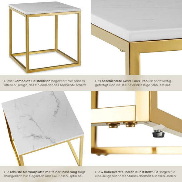Marmor-Beistelltisch Alysia gold/weiss