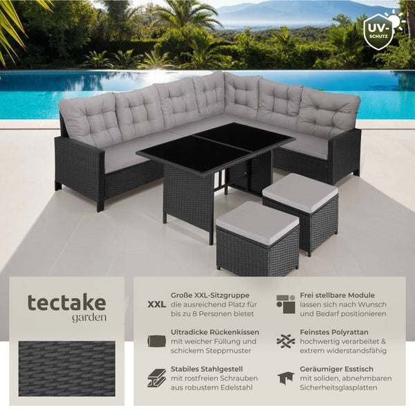 Rattan Lounge Barletta - schwarz/grau