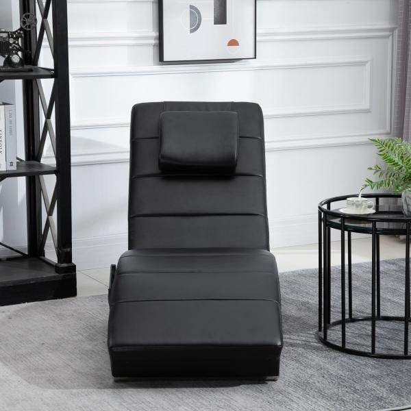 Liegesessel Fernsehsessel mit Zero-G Lounge Kunstleder Massage MDF Metall Schwarz