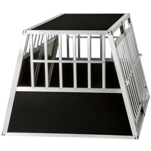 Caisse de transport double pour chiens avec paroi arrière inclinée et séparateur