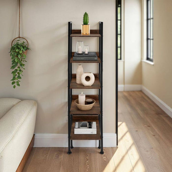 Leiterregal Folkestone Industrial Holz dunkel, rustikal 35,5 x 31,5 x 170,5 cm