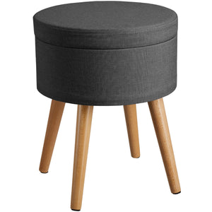 Sitzhocker Yara gepolstert in Leinenoptik 300kg mit Stauraum - dunkelgrau