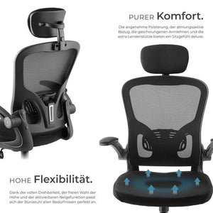 Bürostuhl Arges ergonomisch mit verstellbarer Kopfstütze