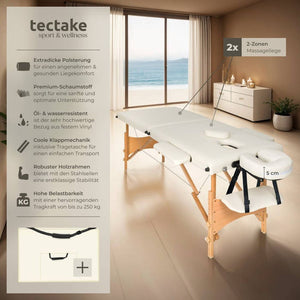 Lettino da massaggio a 2 zone con imbottitura da 5 cm, beige