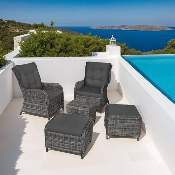 Rattan Sitzgruppe Benissa grau-meliert/grau