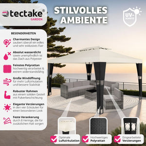 Rattan Garten Pavillon Mona 3x4m schwarz/crème