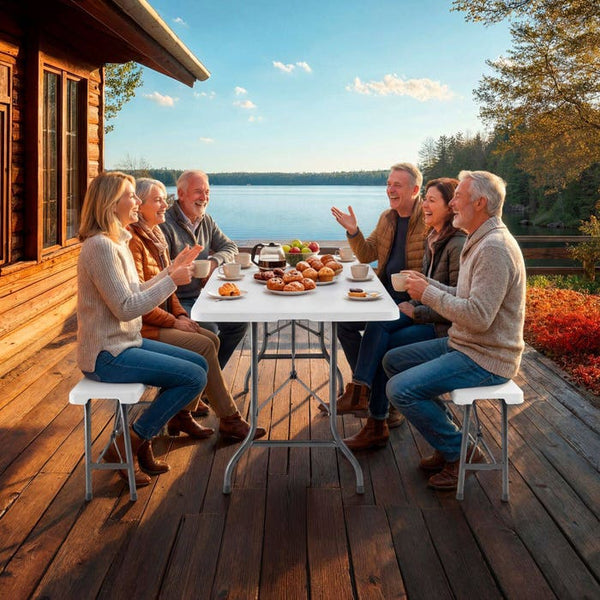 Campingtischgarnitur klappbar weiss