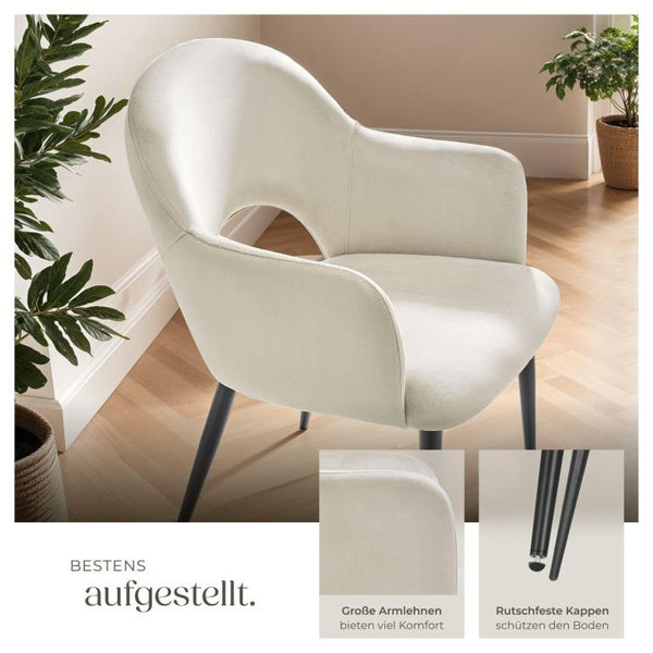 Armlehnstuhl Sachel Samtoptik creme 4er Set