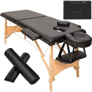 Set lettino da massaggio Freddi a 2 zone con imbottitura da 5 cm, ruote e struttura in legno nero