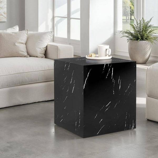Couchtisch Lasley Marmor Optik schwarz 45 x 45 x 50 cm