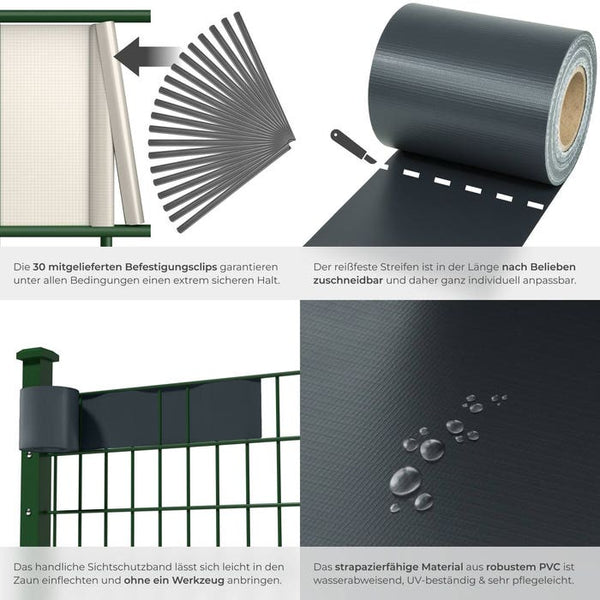 PVC Sichtschutzfolie Anthrazit 70 m