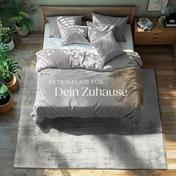Vintage Teppich Nadira Kurzflor waschbar beige 160 x 230 cm