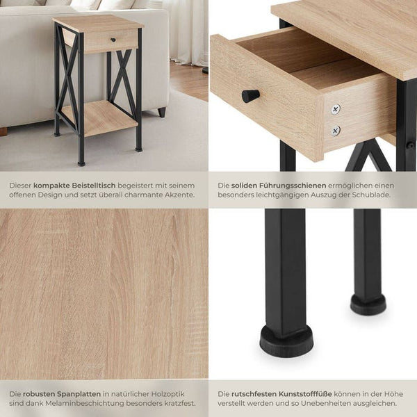 Beistelltisch Dayton 35x35x70,5cm Industrial Holz hell, Eiche Sonoma