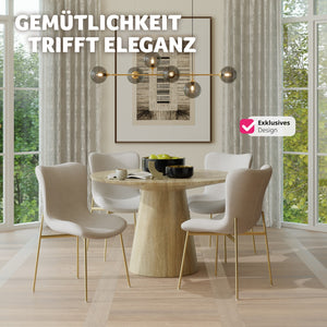Polsterstuhl Tessa Samt beige/gold pro Stück