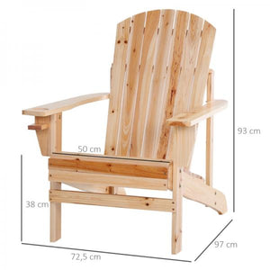 Adirondack-Gartenstuhl mit Becherhalter Gartenliege Balkonstuhl Massivholz Natur