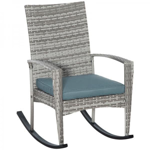 Schaukelstuhl Schwingsessel Gartenstuhl mit Kissen, Polyrattan+Metall