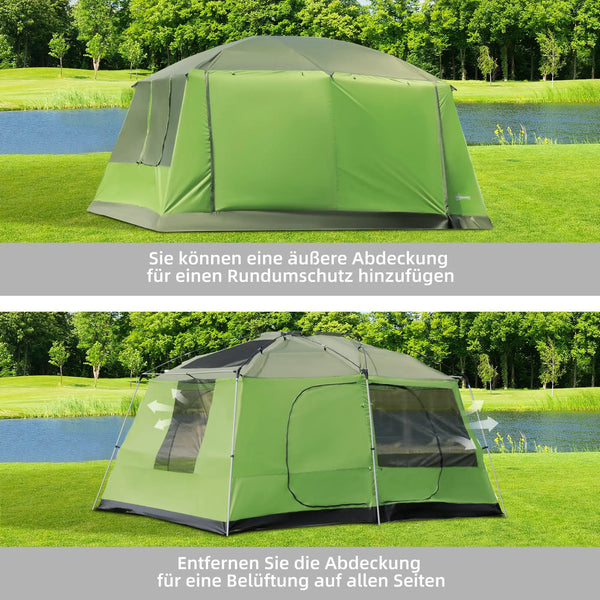 Campingzelt 2 Schlafkabinen Kuppelzelt Familienzelt 4-8 Personen