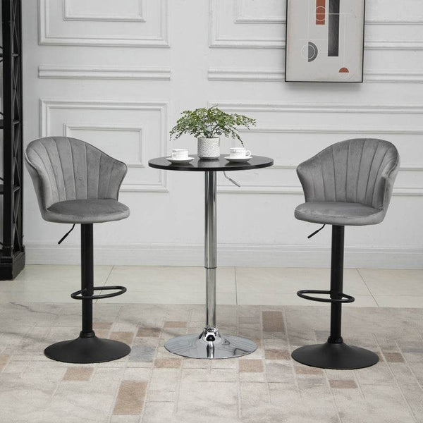2er-Set Barhocker höhenverstellbarer Grau