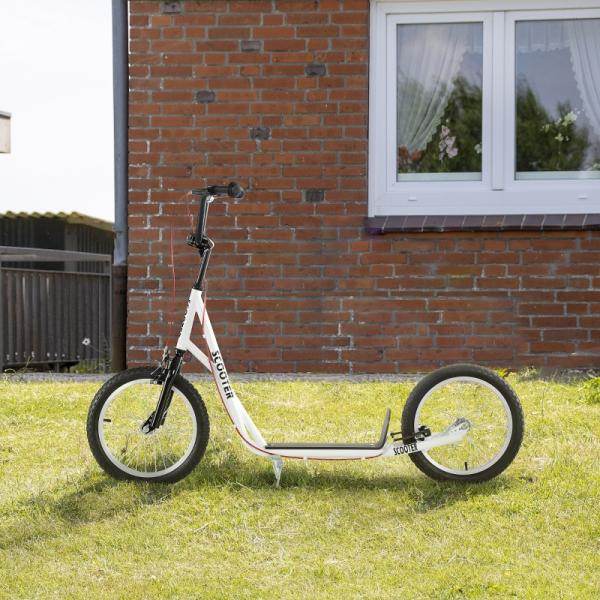 Kinderroller Scooter Tretroller Cityroller Kickscooter Kickboard mit Luftreifen Faltbar 16 Zoll Weiss