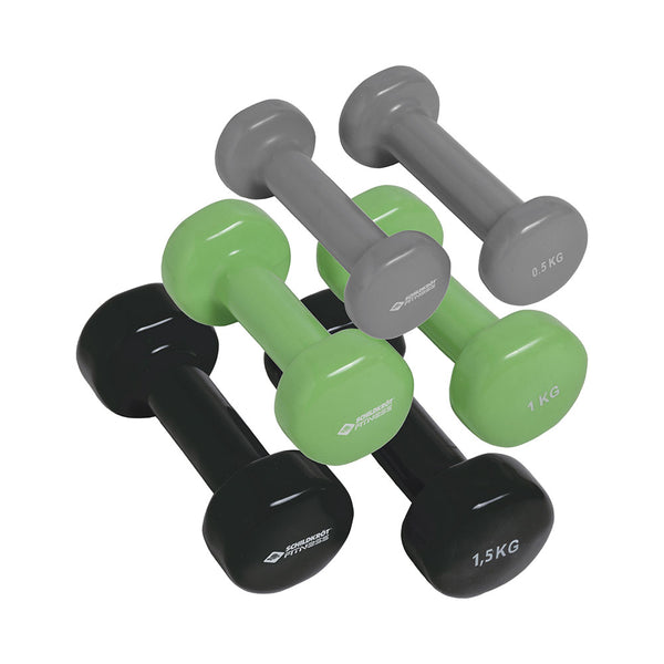 Schildkröt Vinyl Hantel Set im Kunststoffkoffer 2x 0.5kg/ 2x 1.0kg / 2x 1.5kg