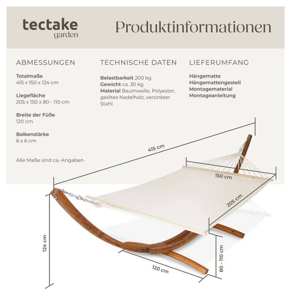 Hängematte XXL mit Holzgestell für 2 Personen
