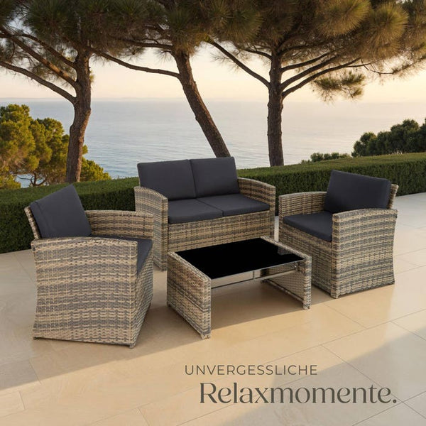 Rattan Lounge Lucca natur/dunkelgrau