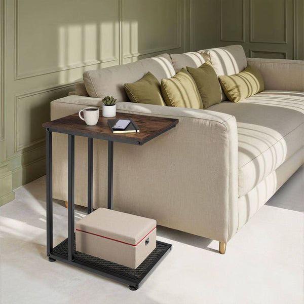 Eton Industrial side table, dark wood, rustic