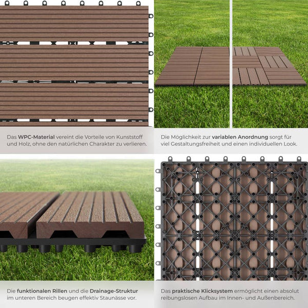 Terrassenfliesen Tegulas braun 22er Set