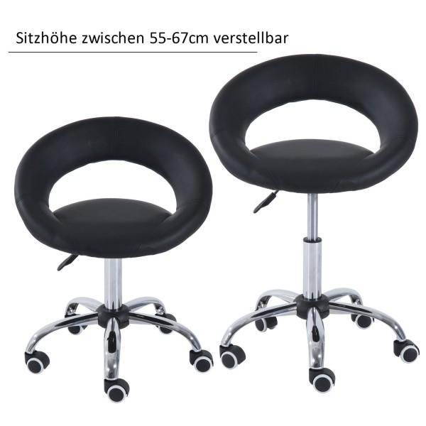 Arbeitshocker Rollhocker höhenverstellbar Schwarz