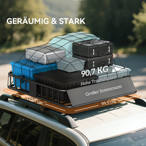 Dachgepäckträger Auto mit Windabweiser Stahl schwarz