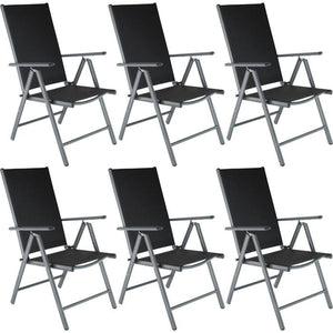 6 Aluminium Gartenstühle - schwarz / anthrazit