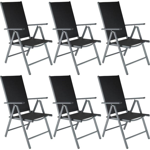 6 Aluminium Gartenstühle - schwarz / anthrazit