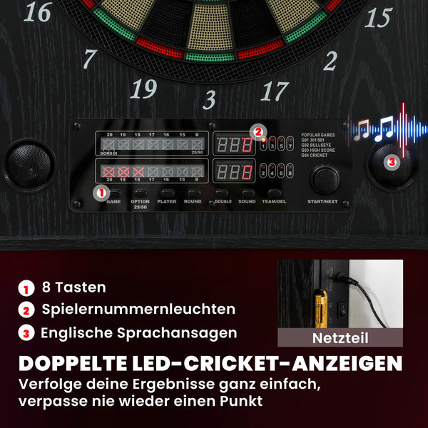 Dartscheibe elektronisch mit Türen LED Anzeige und Dartpfeile