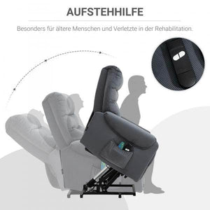 Fernsehsessel mit Aufstehhilfe Massage Dunkelgrau