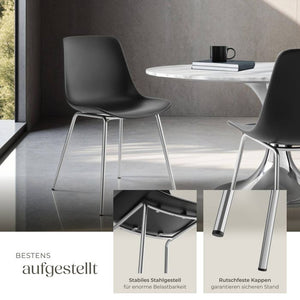 Kunststoffstuhl Mave schwarz/chrom 4er Set