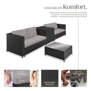 Rattan Lounge Siena schwarz/grau