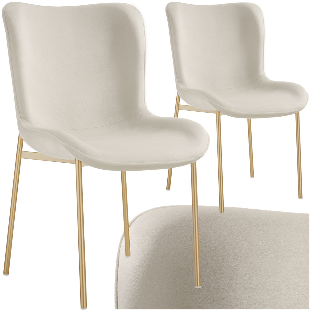 Ensemble de 2 fauteuils rembourrés Tessa en velours beige/doré