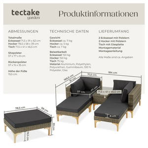 Rattan Lounge mit Aluminiumgestell Bellaria natur
