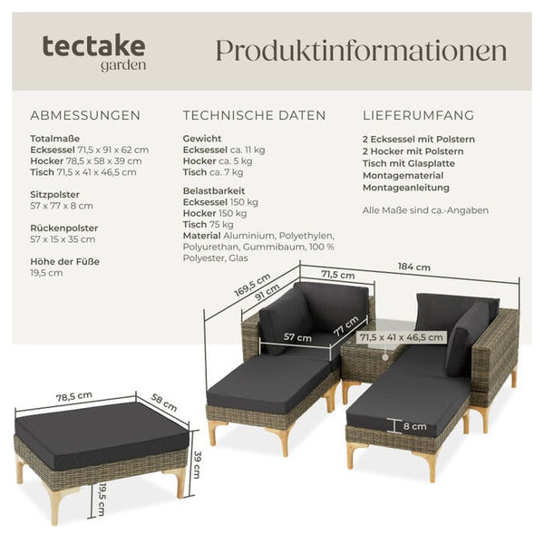 Rattan Lounge mit Aluminiumgestell Bellaria natur
