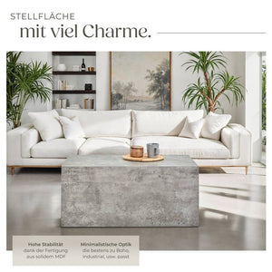 Couchtisch Lasley Beton Optik 90 x 50 x 40 cm