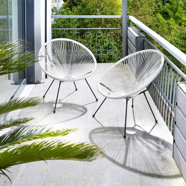 2 Gartenstühle Santana mit Tisch weiss