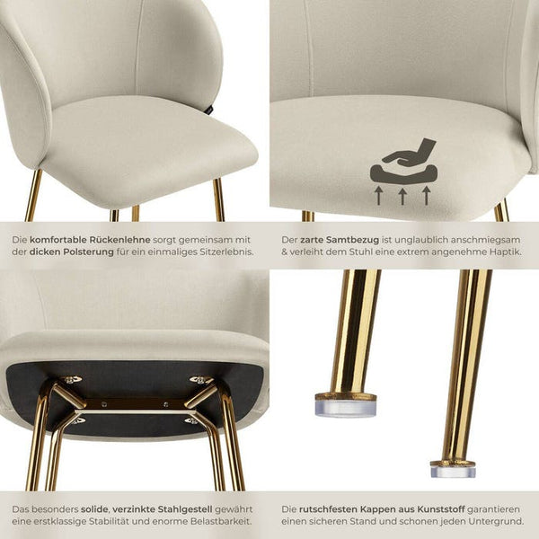 Barstuhl Luana creme/gold 4er Set