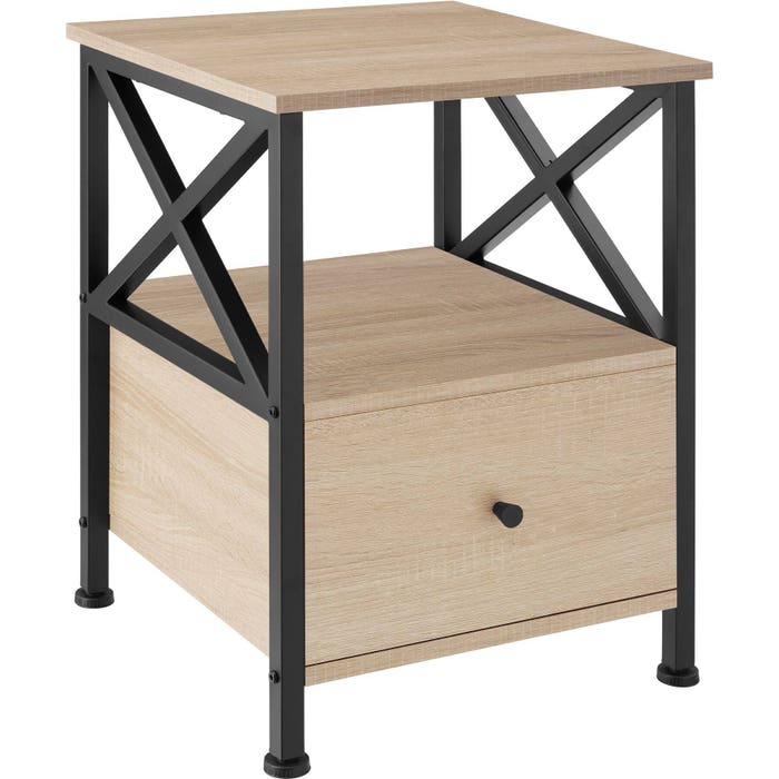 Nachttisch Falkirk Industrial Holz hell, Eiche Sonoma