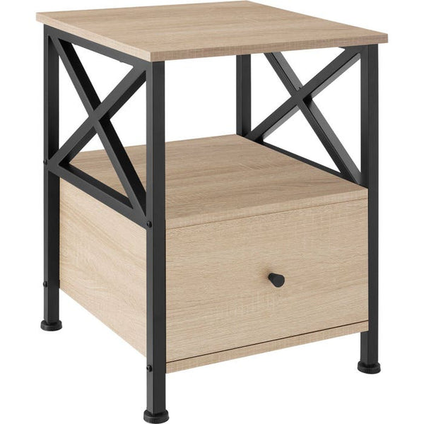 Nachttisch Falkirk Industrial Holz hell, Eiche Sonoma
