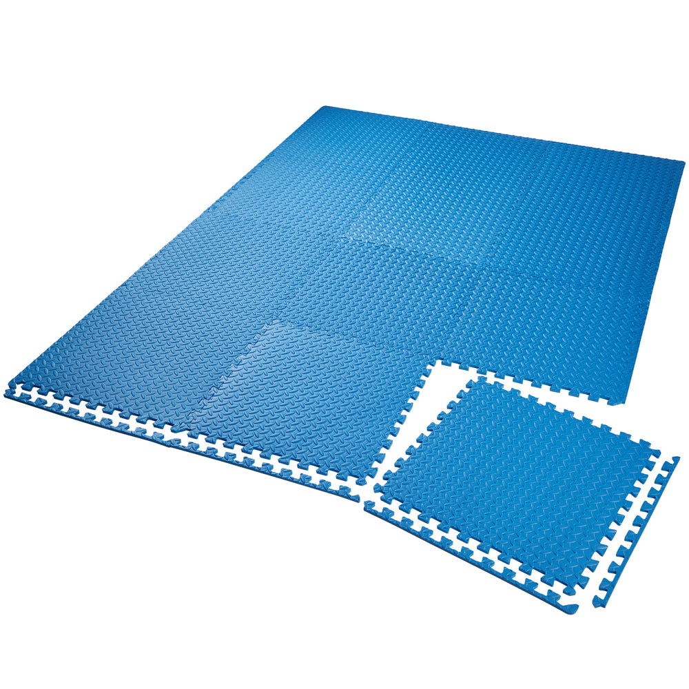 Floor protection mat, 12-piece set, blue