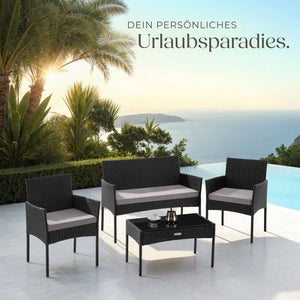 Rattan Gartenset Palese schwarz