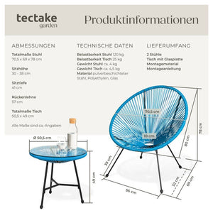 2 Gartenstühle Santana mit Tisch blau