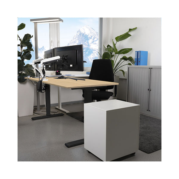 Scrivania da ufficio regolabile in altezza CONTINI 1,6x0,80m acero naturale / struttura ET225E nero RAL 9005